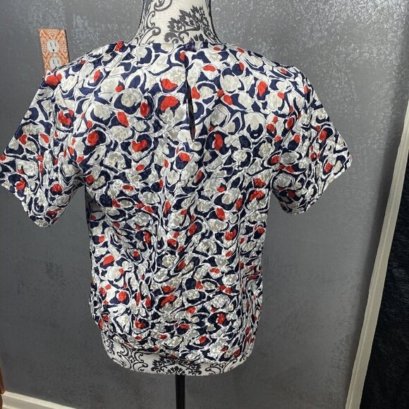 Andre Sauvage VINTAGE abstract red/black/white keyhole back shirt. size 6P - Picture 8 of 10